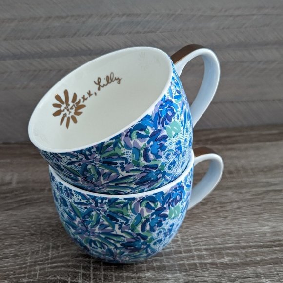 LILLY Pulitzer "High Maintenance" Set of 2 Ceramic Mugs - Picture 2 of 6
